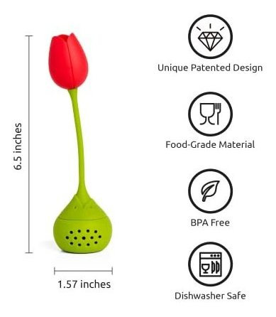 Infusor De Te Con Forma De Tulipan De Silicona Color Verde