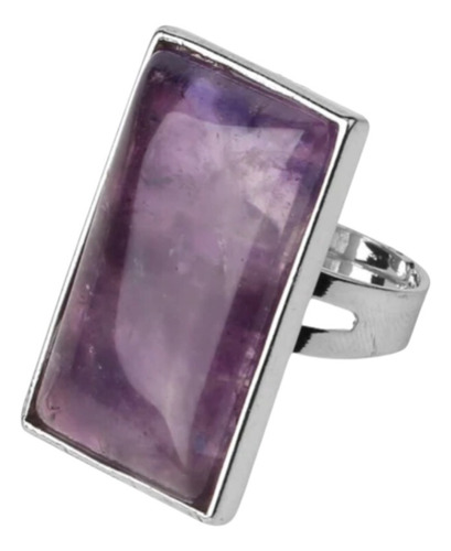 Anillo Rectangular Amatista Ajustable Amuletos Suerte