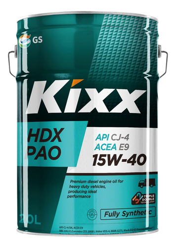 Aceite Motor Diésel Sintético Kixx Hdx Pao Cj-4 15w-40 20l