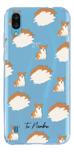 Funda Para Zte Para Mujer Perrito Corgi Manchas Con Nombre