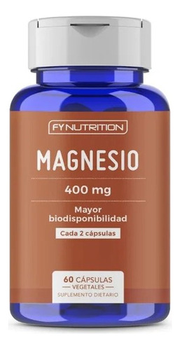 Magnesio Fynutrition - 400mg de Magnesio triple, Óxido, Citrato Y Lactato - Mayor Absorción - Cápsulas Veganas En Frasco De 60 Un.