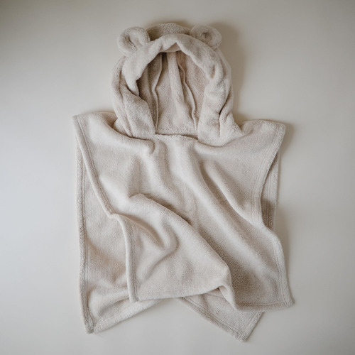 Poncho Y Toalla Mushie Para Bebés Y Niños De Algodón Orgánic Color Fog