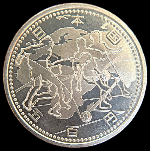 Japon, 500 Yen, 2002. Mundial Futbol Corea / Japon #1. Unc (Usado)