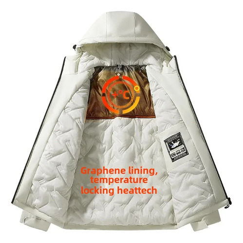 Chaqueta Acolchada De Algodón Cálido Con Capucha Y Forro De Grafeno Para Hombre