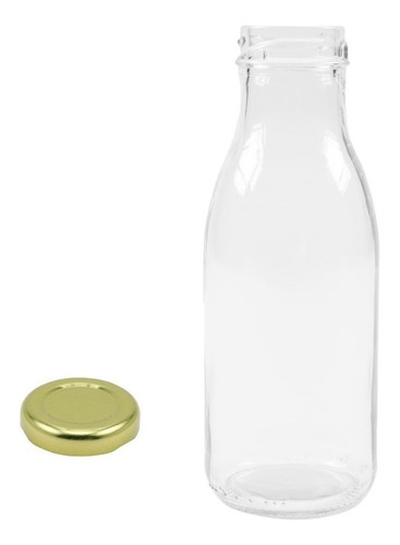 12 Garrafas Vidro Vintage  Para Suco 300ml Com Tampa Dourada