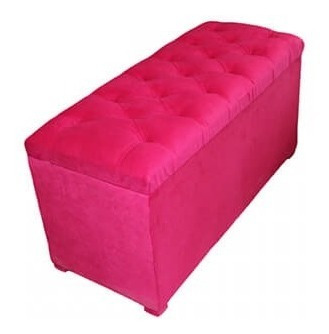 Imagen 4 de 4 de Baulera Pie De Cama Capitone Pana 2 Plazas 140cm Envio Grat