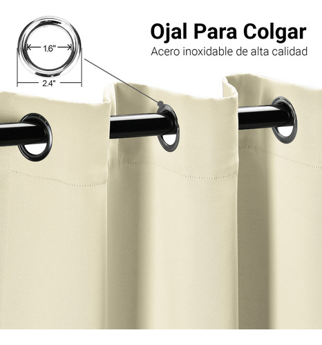 1 Panel Cortina Blackout Gruesa Con Ojales 135x230 Cm Lisa Crema