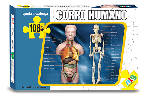 Quebra Cabeça Educativo Infantil Corpo Humano 108 Peças Nig