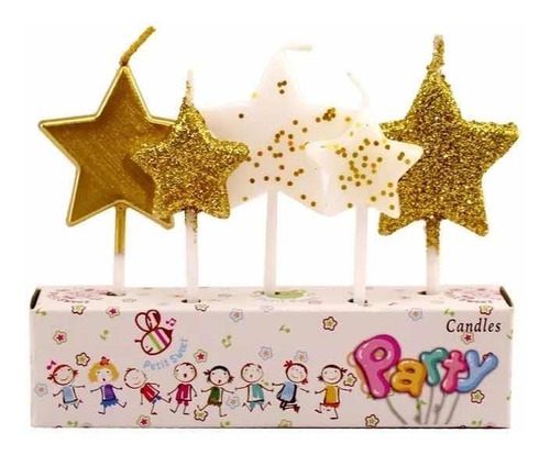 Vela De Pastel Figura Estrella Brillante Accesorio Cupcakes