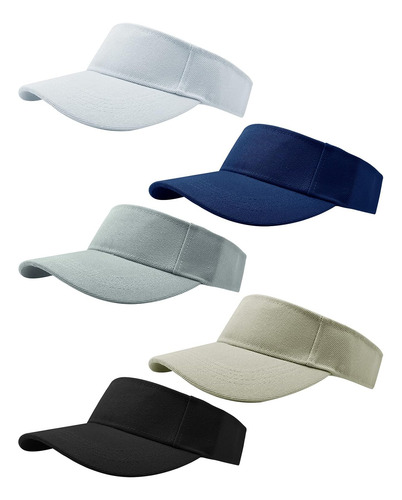 5 Viseras Deportivas Ajustables Para El Sol, Viseras Negro, Blanco, Gris, Caqui, Azul Marino M