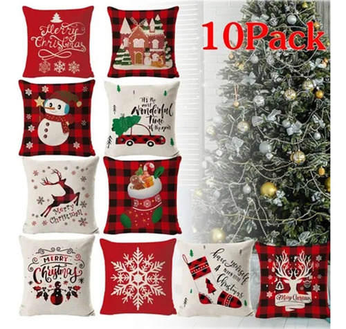 10 Fundas De Cojín De Navidad 45 X 45 Fundas De Almohada