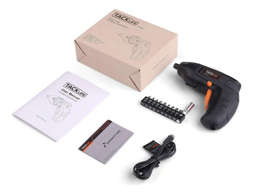 Desarmador Taladro Tacklife Con 9 Puntas Inalámbrico Color Negro Frecuencia 0 Mhz