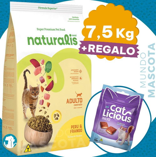 Alimento Naturalis Gato Adulto Castrado Pollo Y Pavo 7,5 Kg