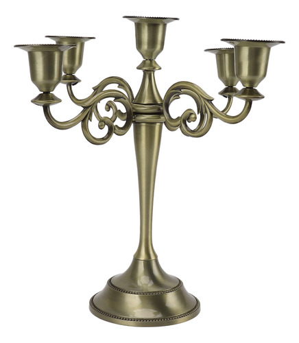 Candelabro Verde Con 5 Brazos, Diseño Retro, De Hierro