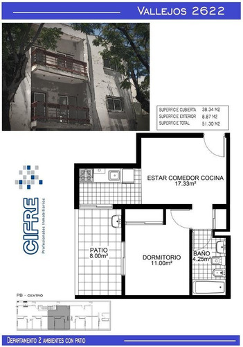 Ph A Estrenar De 2 Ambientes En Planta Baja Lateral Con Patio.