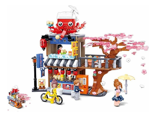 Set De Construcción De Tiendas Takoyaki, Modelo Japonés Crea
