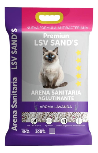 Lvs Arena Sanitaria Premium Lavanda 4kg, 100% Aglutinante