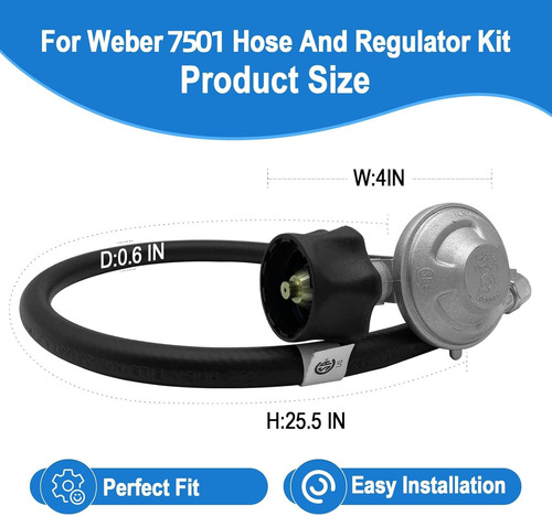 Kit De Manguera Y Regulador Para Parrilla Weber, Compatible