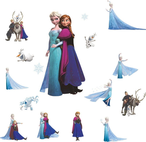 Frozen Elsa Y Anna Pelar Y Pegar Calcomanías De Pared ...