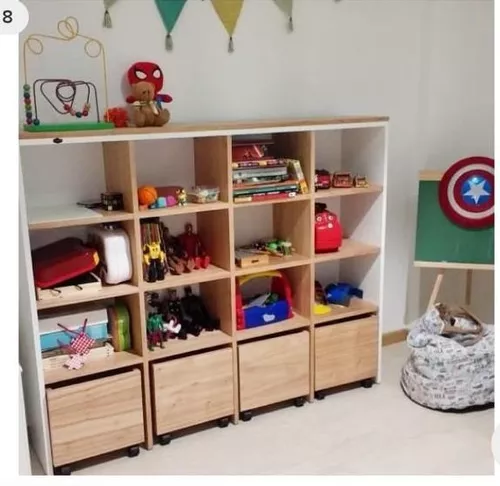 Cómoda Montessori Con Cubos Con Ruedas Organizador Juguetes
