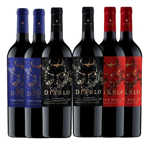 Mix 6 Vinos Diablo :carmenere/cabernet/ Blend