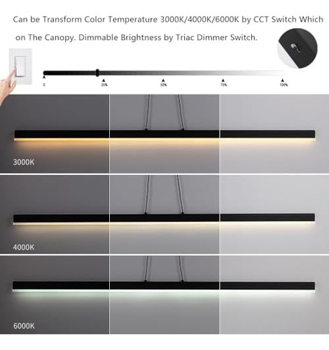 Lámpara Colgante Lineal, Luz Led Regulable Para Isla De Coci