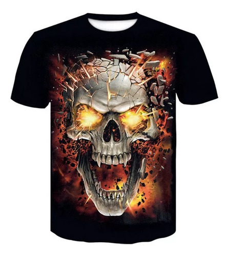 Camiseta Oversize Anime Skull Negra