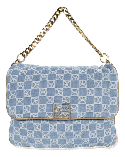Bolsa Satchel Cloe Para Mujer Insignia Metálica En Iniciales Color Azul