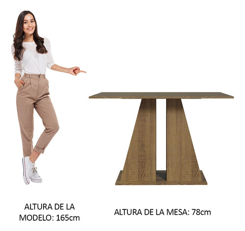Mesa De Comedor Rectangular Madesa 4 Puestos Marrón Crema