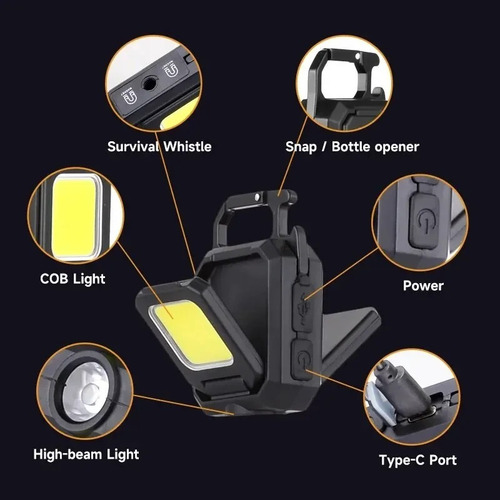 Mini Lanterna Led Para Chaveiro Com Luzes Cob Duplas