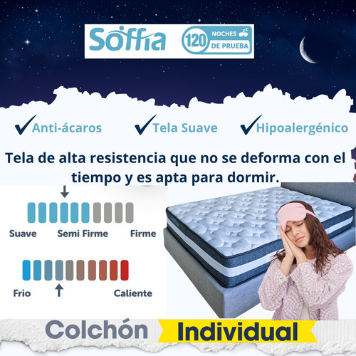 Colchon Individual Soffia Memory Foam Hibrido Ortopedico