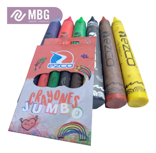 Imagen 3 de 7 de Crayones De Cera Jumbo X 6 Colores Ezco