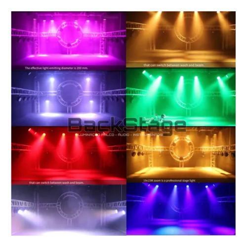4 Aura Effect Moving Wash Beam Led Zoom 19x15w Rgb + Case