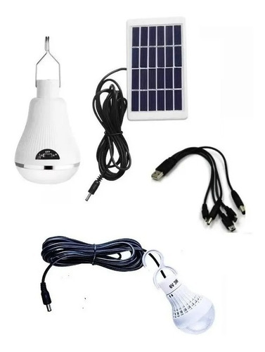 Doble Ampolleta Solar Camping Emergencia Luz Led Usb 10 Watt