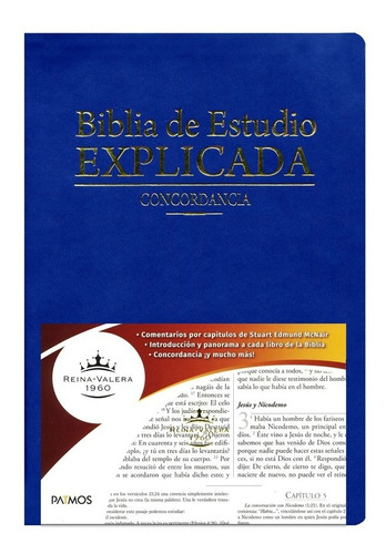 Biblia De Estudio Explicada Piel, Azul Rvr60