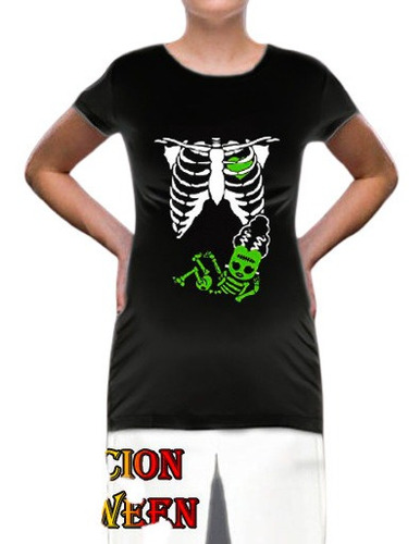 Playera Halloween Embarazo Frankenstein De Niña Esqueleto