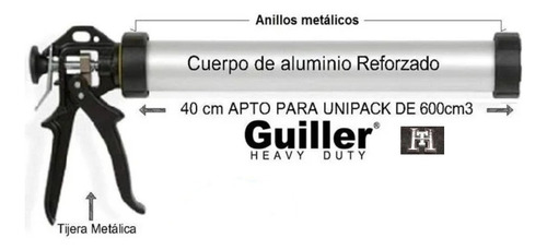 Pistola Aplicadora 39 Cm 600 Cm3 Cartucho Salchicha Unipack