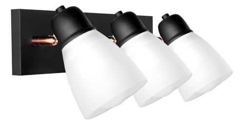 Aplique Tulipa Vidrio Pared 3 Luces Spot Movil Baño Led E27 Estructura Negro/Cobre