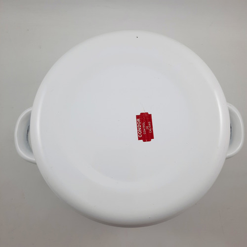 Cacerola Enlozada Antigua Decorada 18 Cm Blanco