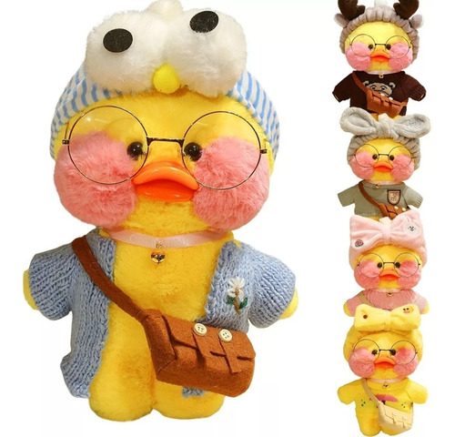 Patito De Peluche Lalafanfan Con Accesorios De Vestir