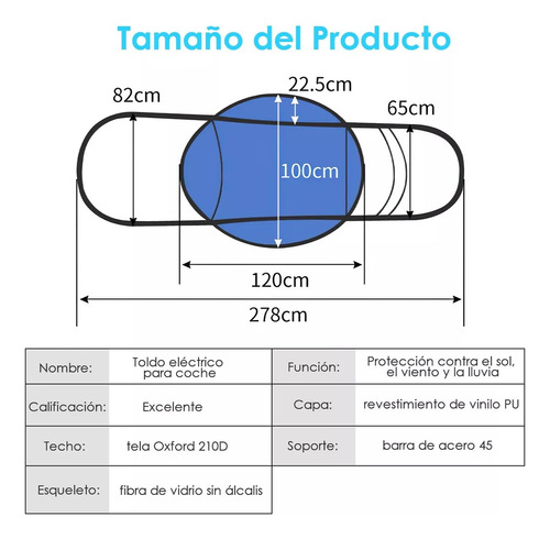 Toldo Cubresol Impermeable Sombrilla Para Sol Universal
