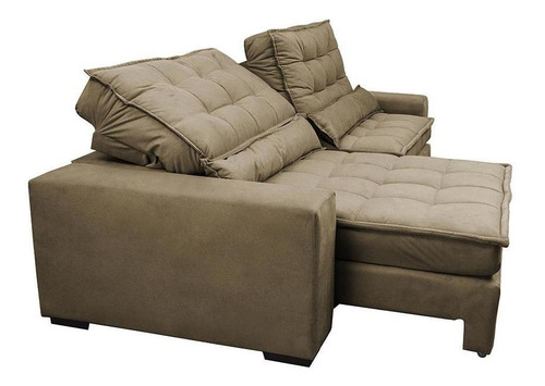 Sofá Retrátil e Reclinável com Molas Ensacadas Cama inBox Gold 2,52m Tecido Suede Velusoft Castor