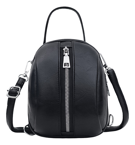 Mochila De Hombro Negra De Cuero Vintage De Pu Para Mujer