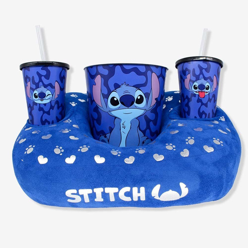 Almofada Porta Pipoca C 2 Copos Disney Stitch Zonacriativa