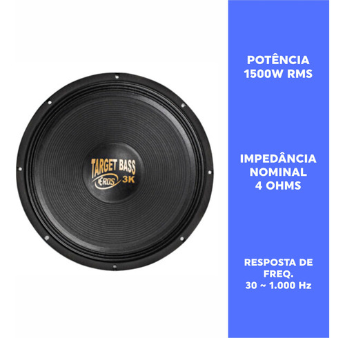 Alto Falante Woofer Eros 18 Target Bass 3.0 4 0hms Grave