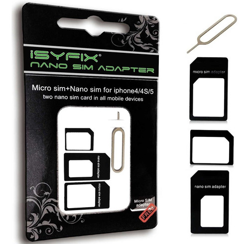 Isyfix Convertidor De Adaptador De Tarjeta Nano Sim 4 En 1 .