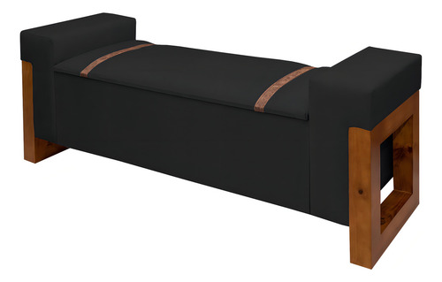 Recamier Baú Divã Moderno Retro Banco Casal 1,30m Para Quarto E Sala Sapateira Luxo Preto