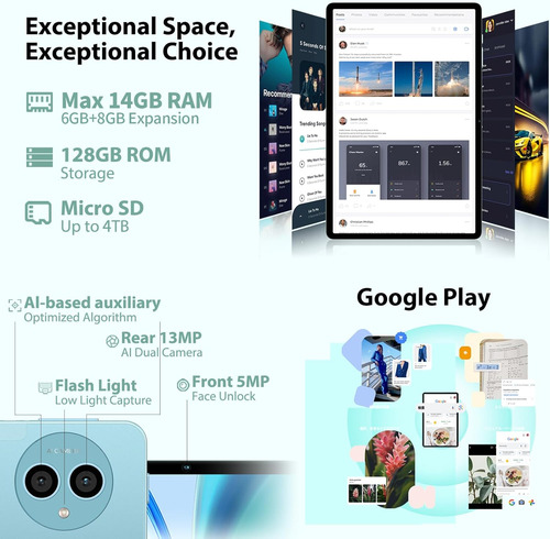 Tablet Teclast P50, 11 , Android 14, 14gb+128gb, Wifi 5g