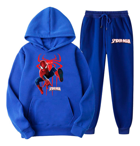 Conjunto Buzo Canguro Y Pantalón Spiderman 