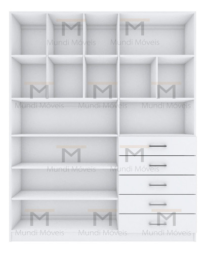 Armário Closet Loja Com Gavetas M140.2021.b (prateleiras) Branco